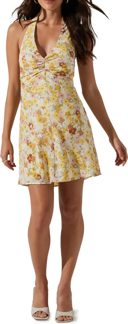 ASTR the Label Floral Cinched Halter Minidress | Nordstrom | Nordstrom