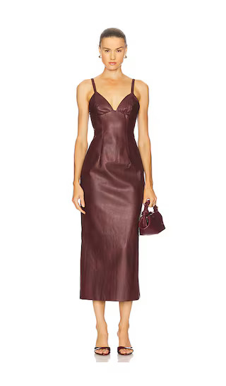 Estine Midi Dress in Burgundy | Revolve Clothing (Global)