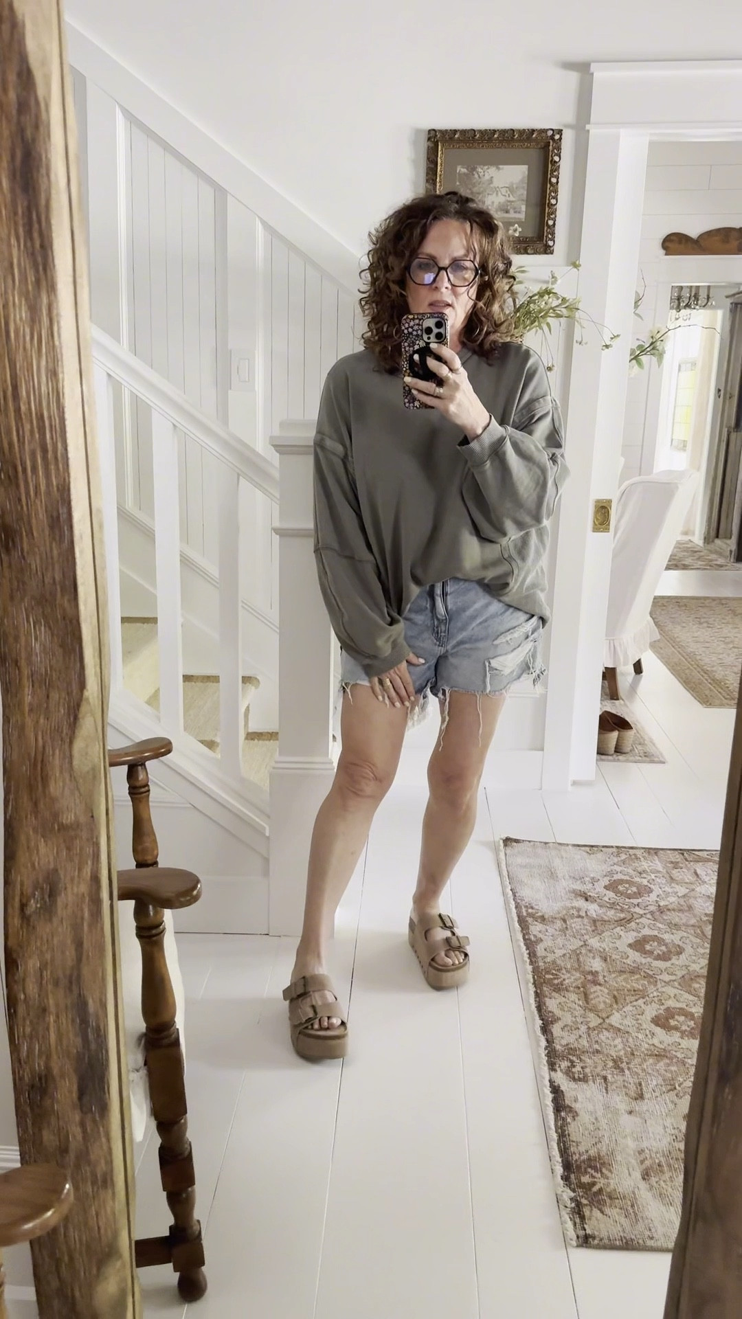 Favorite type of outfit. Shorts and sweatshirts. These are pieces I reach for all of the time.  Sweatshirt is half off right now.  All true to size 
Shirt Large
Shorts 14
Shoes TTS

#LTKMidsize #LTKFindsUnder50 #LTKOver40