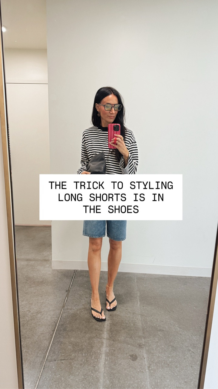 Long shorts can be tricky but shoes and accessories make all the difference. It doesn’t have to be complicated. ✨