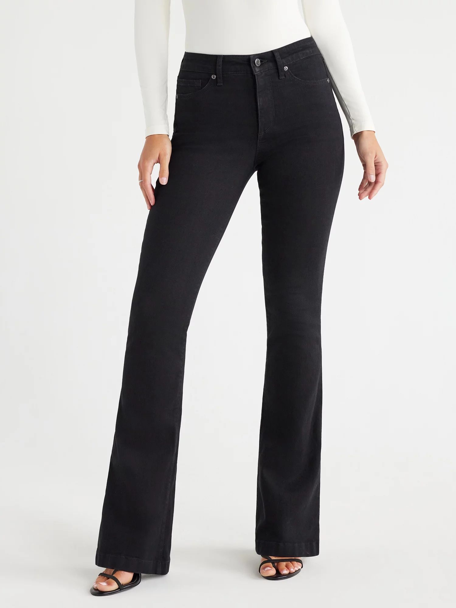 Sofia Jeans Women's Melissa Flare High Rise Black Jeans, 33" Inseam, Sizes 2-20 - Walmart.com | Walmart (US)
