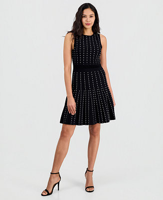 Women's Pinstripe Pleated Sweater Dress | Macy's