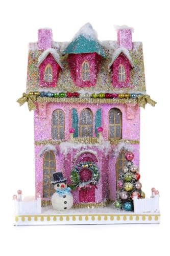Cody Foster & Co Pink Gold Snowman Villa Paper Putz Christmas Village House | Amazon (US)