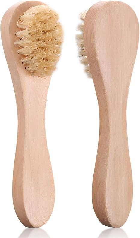 2 Pack Mini Dry Brush, Natural Bristle Small Body Brush, Exfoliating Facial Cleansing Brush for S... | Amazon (US)