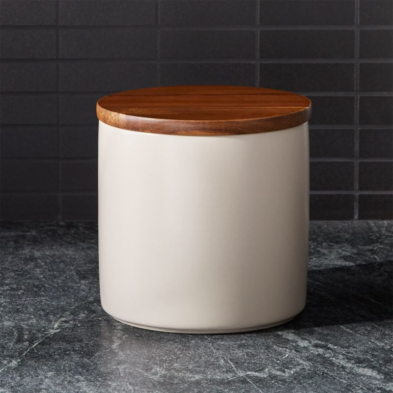 Silo Mushroom 48 Oz. Wood Lid Canister + Reviews | Crate and Barrel | Crate & Barrel