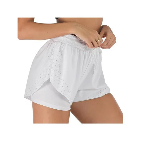Women s Running Shorts Double Layer Fitness Workout Athletic Shorts White Large | Walmart (US)