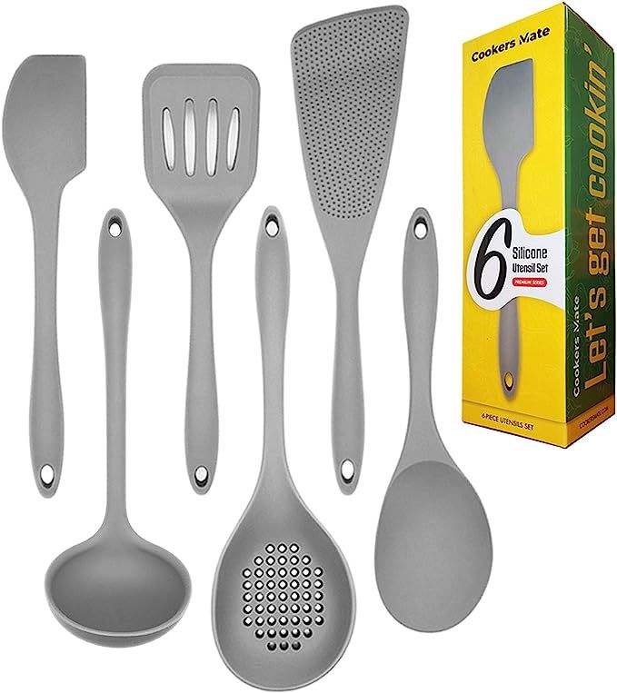 Cookers Mate Silicone Kitchen Cooking Utensil Set Extra Large XL - 6 Piece Non-Stick Heat Resista... | Amazon (US)