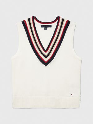 Tommy Hilfiger Women's Stripe Sweater Vest Ivory - S | Tommy Hilfiger (US)