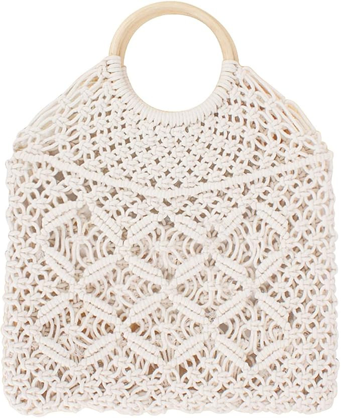 CHIC DIARY Womens Knitted Tote Bag Hand-woven Straw Shoulder Bag Summer net Beach Tote Pures | Amazon (US)