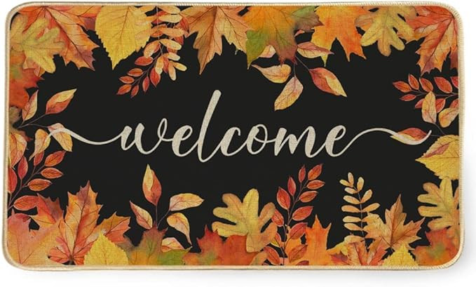 GEEORY Fall Door Mat,17x29 Inch Maple Leaves Welcome Door Mats Decorative Autumn Home Floor Rug, ... | Amazon (US)