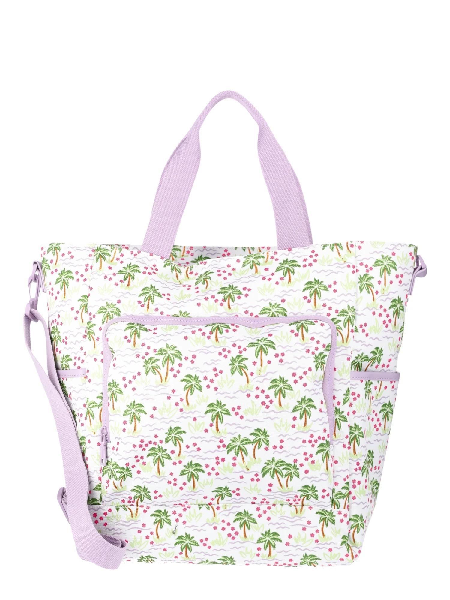 No Boundaries Beach Cooler Tote Bag, White Palm, Women’s | Walmart (US)