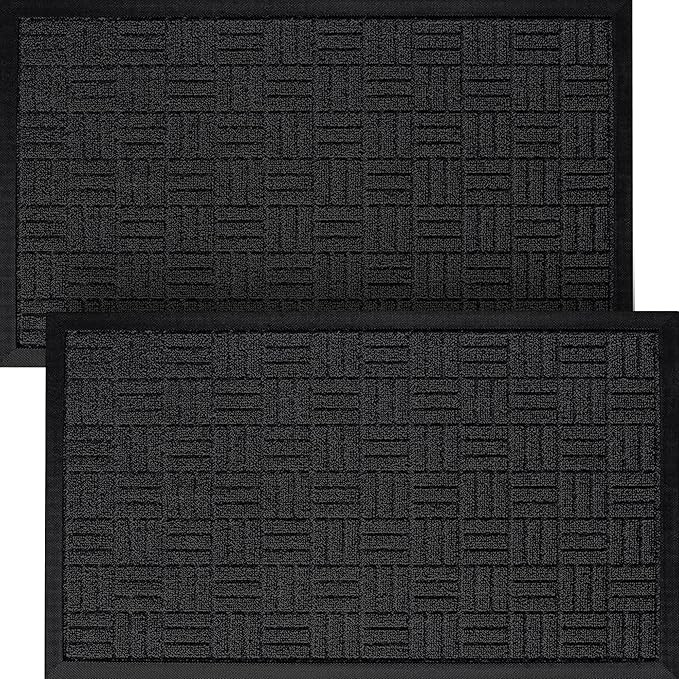 HOMWE Front Door Mats, 2 Pc Set, 29.5 x 17.5, All Weather Entry and Back Yard Door Mat, Indoor an... | Amazon (US)