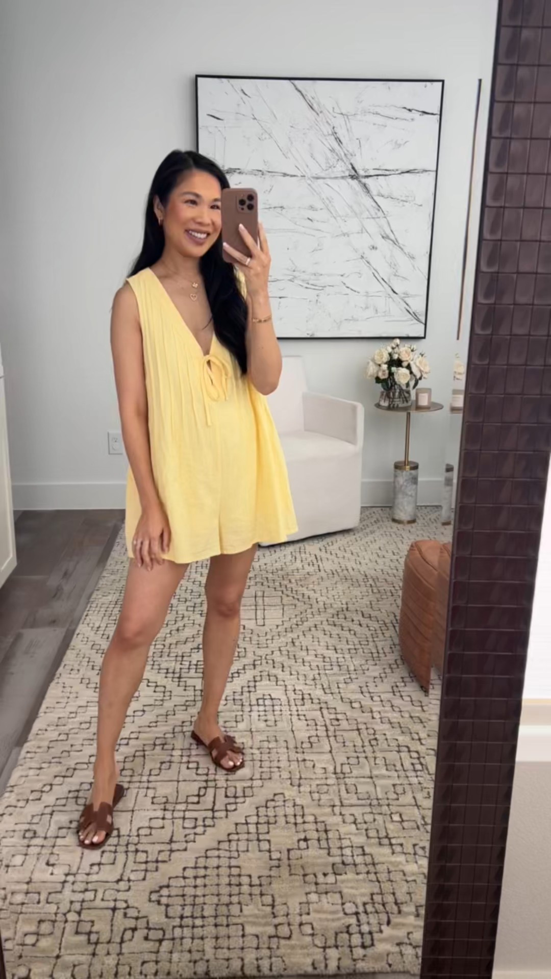 Butter yellow romper that is perfect for the summer! Comes in a handful of colors, has a tie front, and has pockets. Can be dressed up or down! 

#LTKStyleTip #LTKSummerEdit