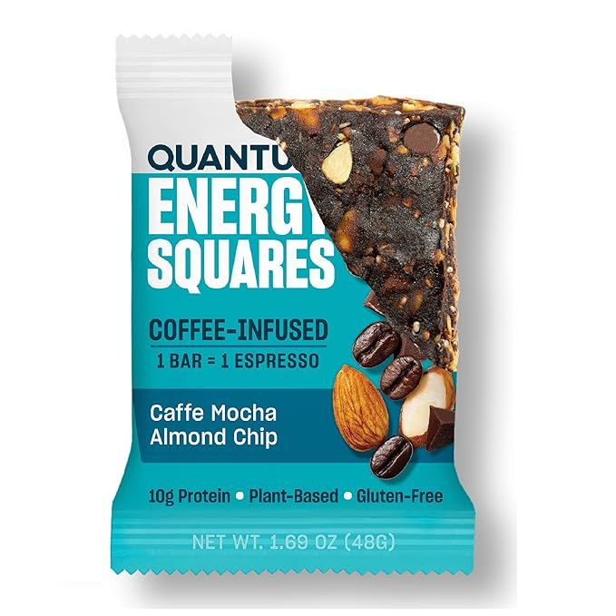 Quantum Energy Squares, Coffee-Infused Energy Bars, Caffe Mocha Almond Chip, 8 Bars | Amazon (US)