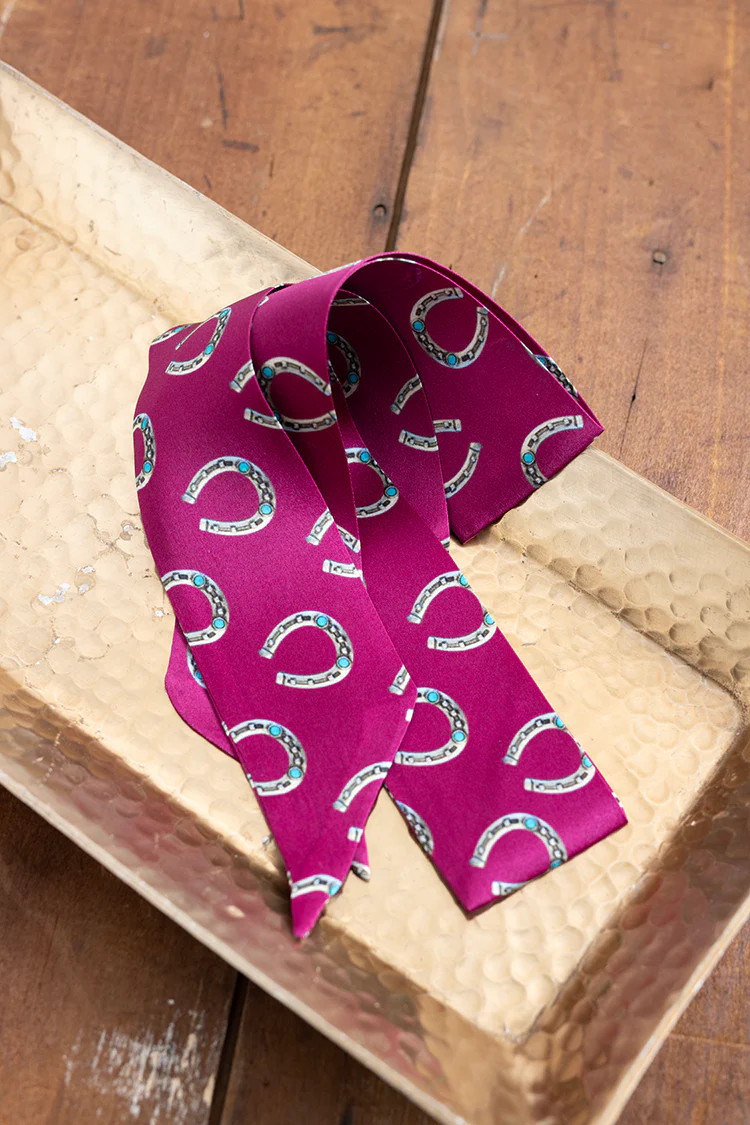 Purple Horseshoe Print Twilly Scarf | Flea Style