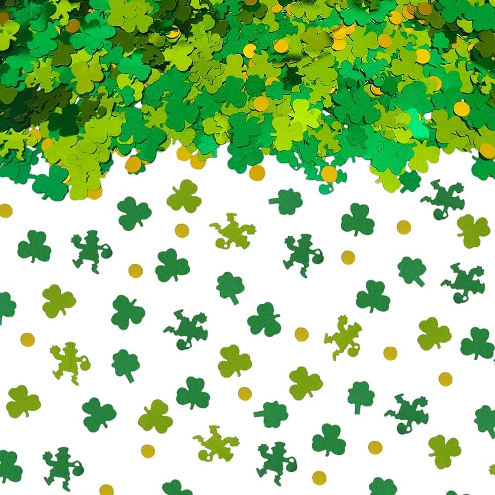 1000 Pcs St Patrick's Day Table Confetti, Shamrock Lucky Irish Clover Green Decor Foil Sequin Tab... | Amazon (US)