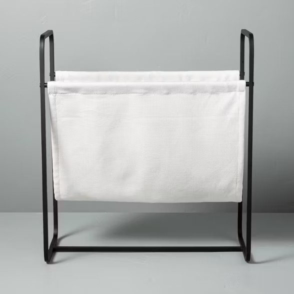 Metal & Fabric Storage Rack Black/Sour Cream - Hearth & Hand™ with Magnolia | Target