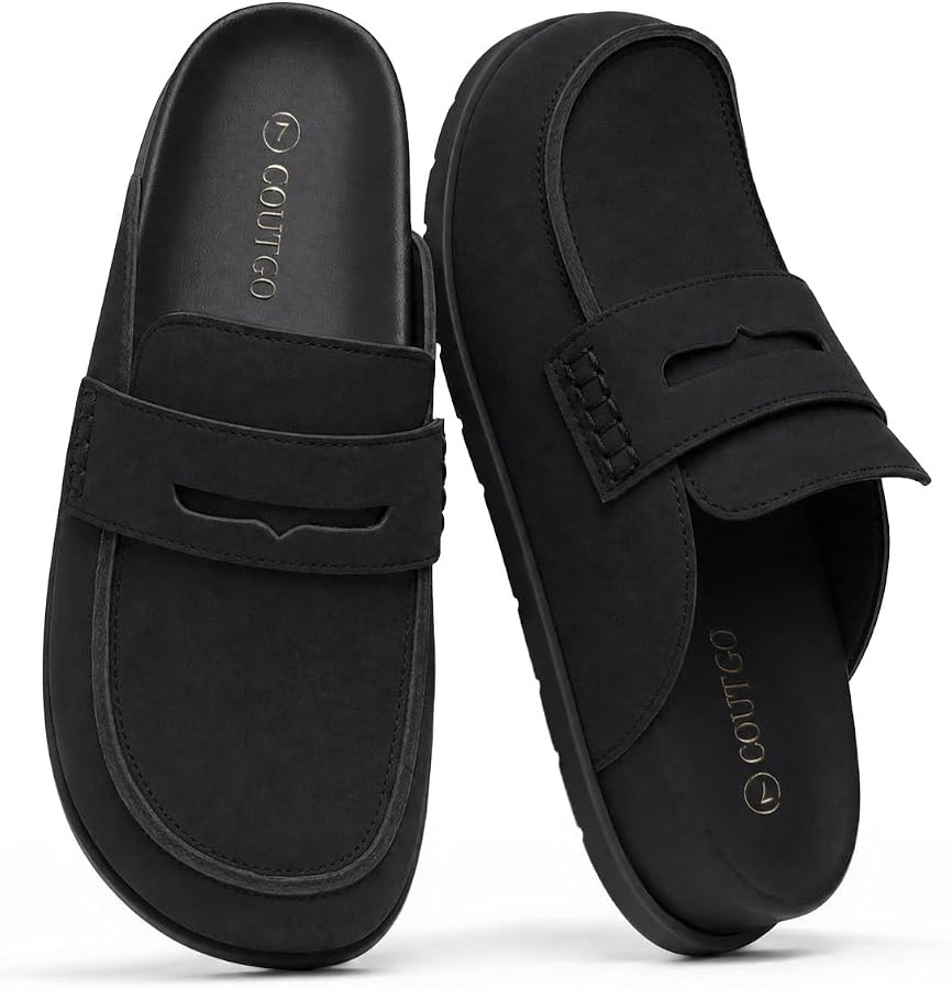 Coutgo Womens Vegan Suede Clogs Slip On Penny Loafer Comfortable Mules | Amazon (US)