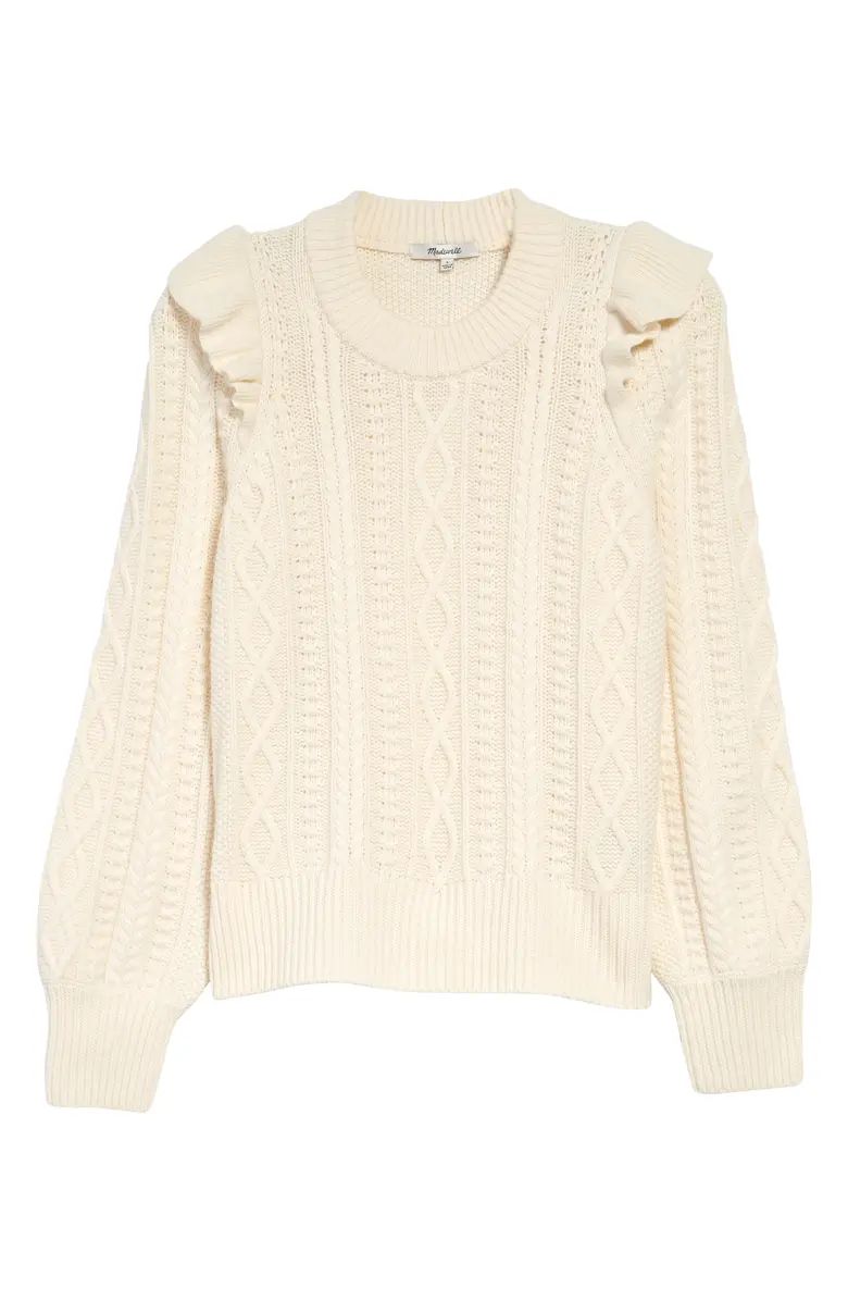 Hollydene Ruffle Shoulder Merino Wool Blend Pullover Sweater | Nordstrom