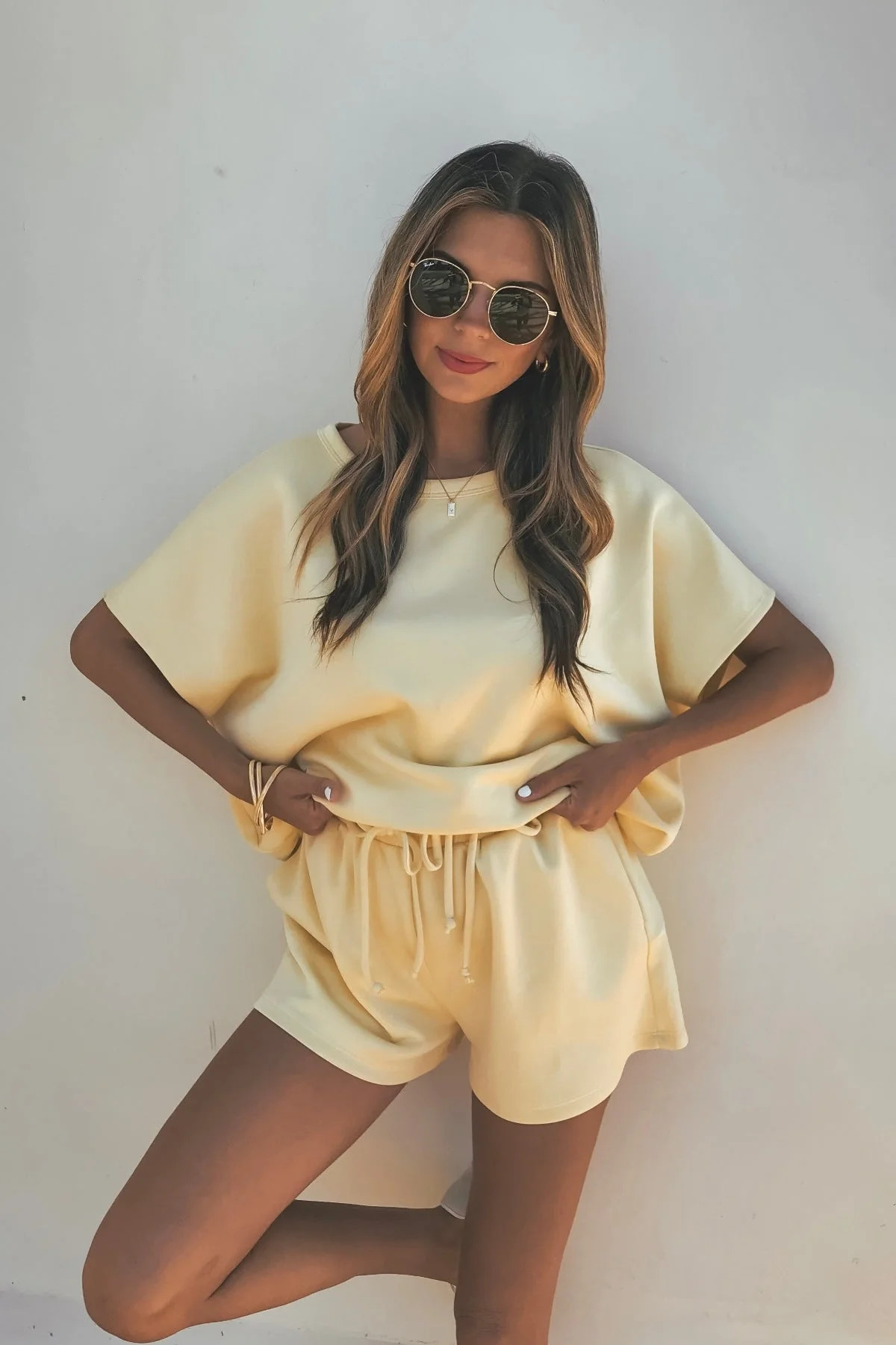 Women's Soft Scuba Lounge Shorts - Yellow | Magnolia Boutique