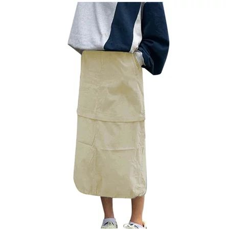 Women s Cargo Skirt Pockets Elastic Drawcord Hem Long Skirt | Walmart (US)