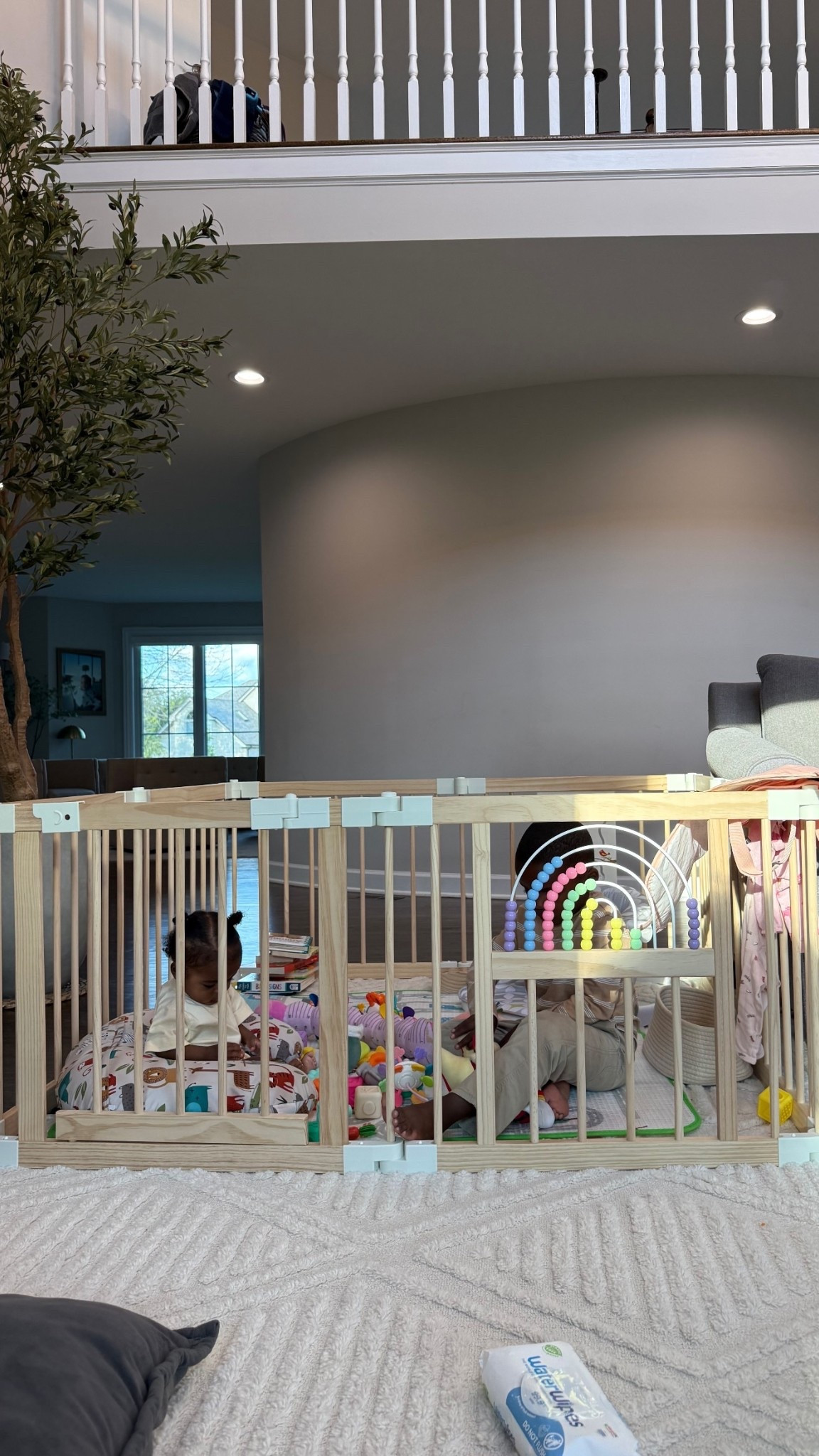 We use to have the mesh gate and honestly it didn’t fit our aesthic and Lilah felt like she could barely see me! We’ve been using this one and safe to say THIS IS A HIT! She doesn’t even look for me because she doesn’t feel totally excluded!

#LTKKids #LTKHome #LTKBaby