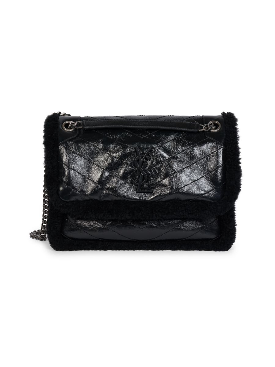 Saint Laurent Medium Niki Shearling-Trimmed Leather Shoulder Bag | Saks Fifth Avenue