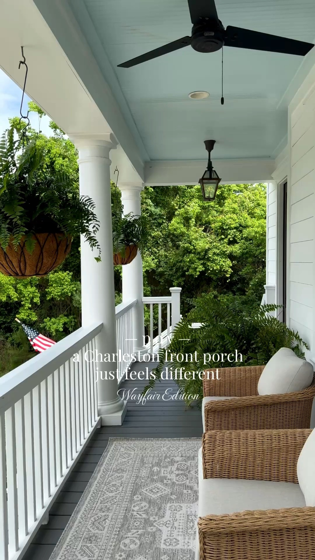 #ad Our Charleston front porch got some sprucing up and it feels so fresh and welcoming out here now! I love our new @Wayfair weather resistant wicker swivels - so dreamy🥰 adding a rug underneath just centered them so perfectly. And how cute are these seashell door mats?!

#wayfair #wayfairpartner #wishyouwerehere #outdoor