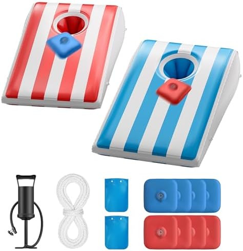 QPAU Inflatable Floating Cornhole Boards with 8 Water Bags, 3x2ft Corn Hole Games for Adults & Ki... | Amazon (US)