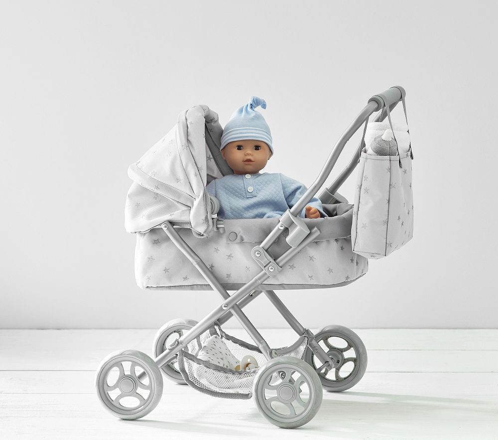 Gray Stars Mini Pram Doll Stroller | Pottery Barn Kids