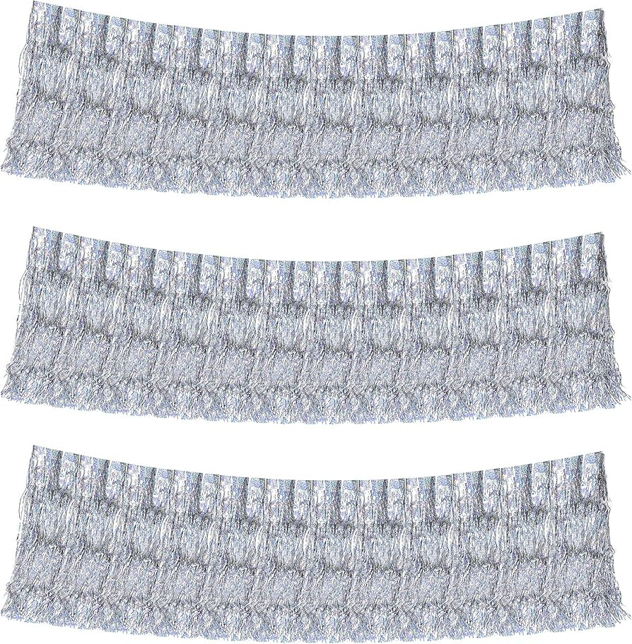 Mandala Crafts Holographic Silver Tinsel Garland - Tinsel Icicles Tinsel Fringe Garland - 20 in X... | Amazon (US)