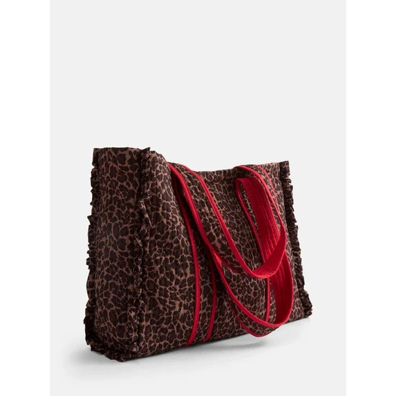 No Boundaries Quilted Tote Bag, Women's, Leopard | Walmart (US)