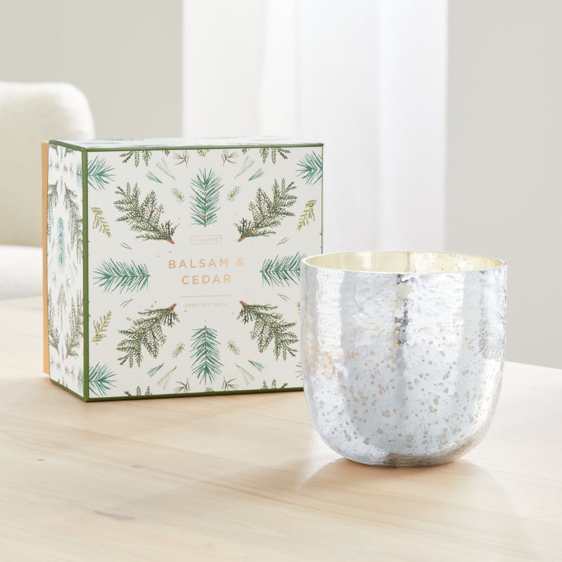 ILLUME Balsam and Cedar Luxe Sanded Mercury Glass Candle + Reviews | Crate and Barrel | Crate & Barrel
