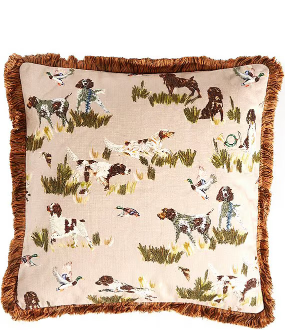 Southern Living Embroidered Dog Fringe Trimmed Square Pillow | Dillard's | Dillard's