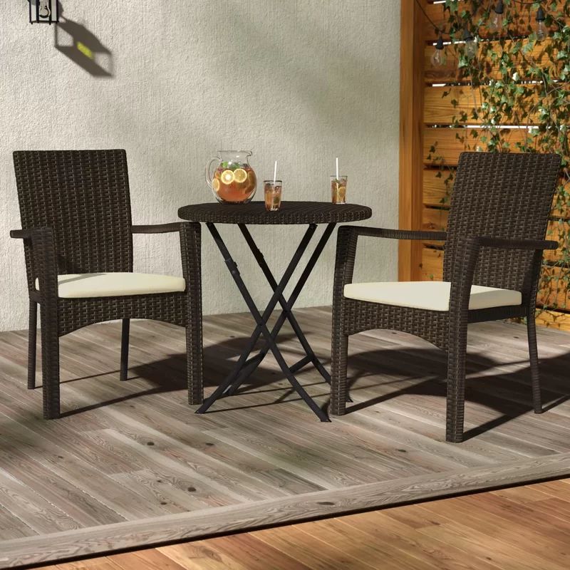 Grampian Round 2 - Person 26.25'' Long Bistro Set with Cushions | Wayfair North America