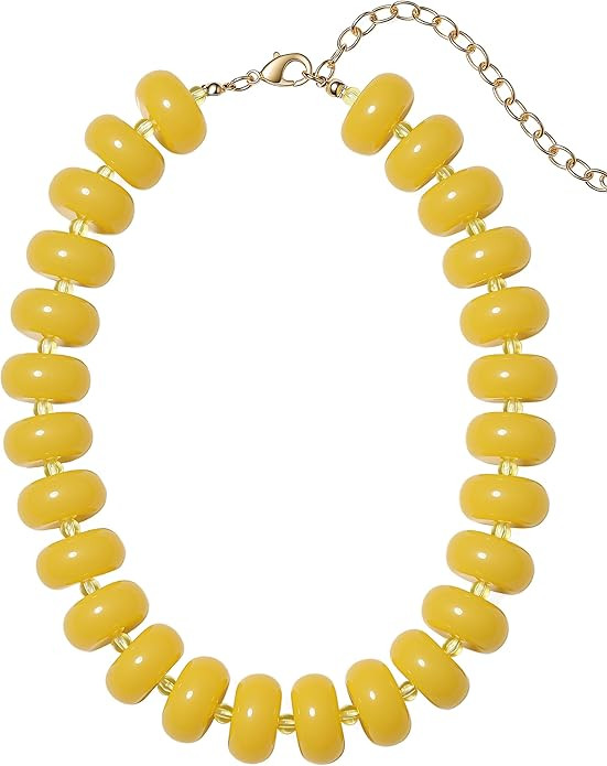 Chunky Bead Necklace for Women,Stone & Oversized Beaded Necklaces,Bold Statement Chain,Large Bead... | Amazon (US)