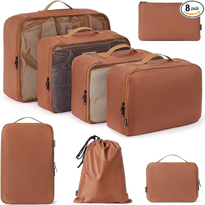 Packing Cubes, 8 Set Luggage Packing Organizers Travel Cubes Suitcase Organizer Bags Set for Trav... | Amazon (US)
