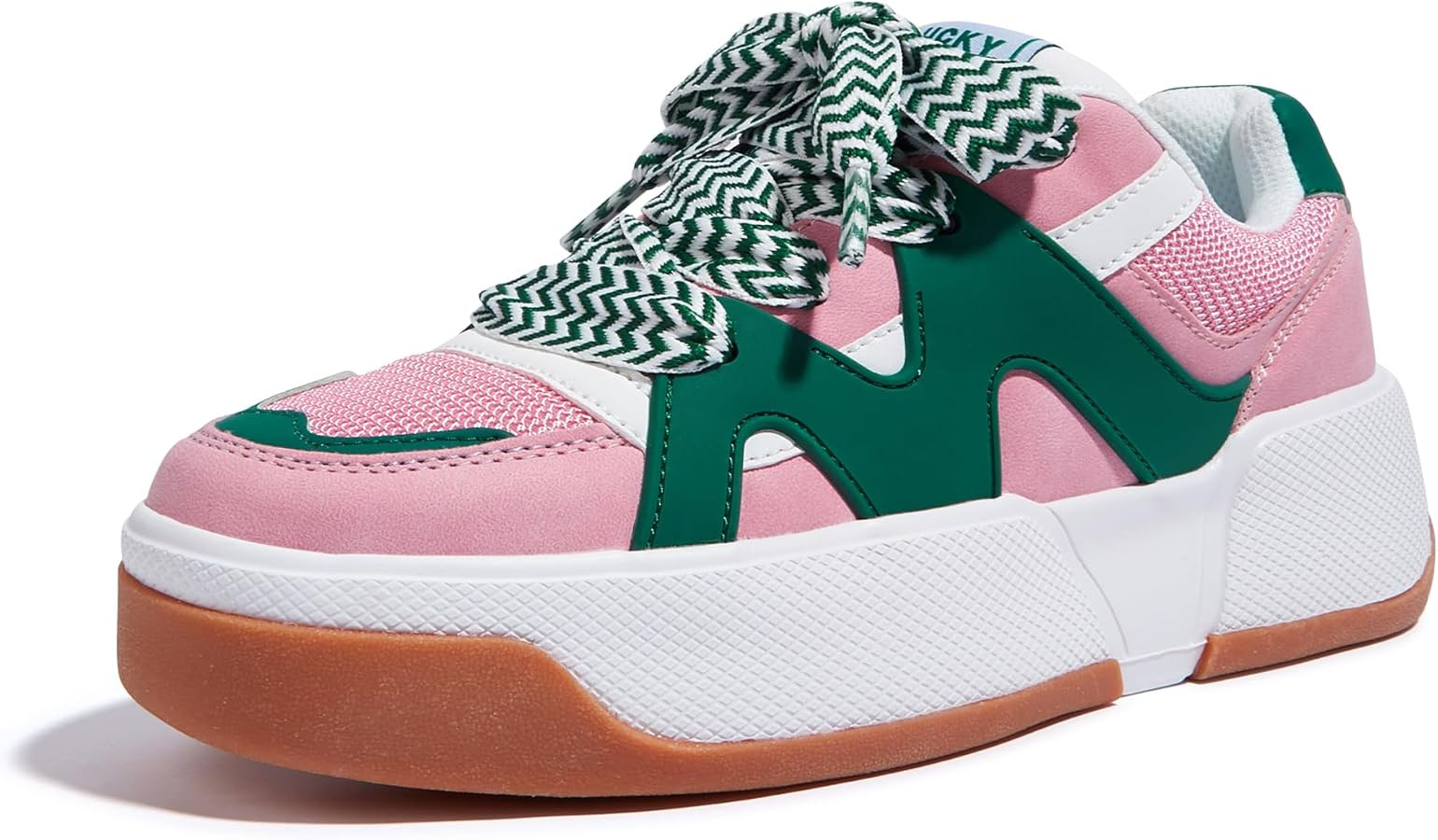 LUCKY STEP Women’s Platform Fashion Sneakers Lace up Casual Faux Leather Comfortable Thick Sole... | Amazon (US)