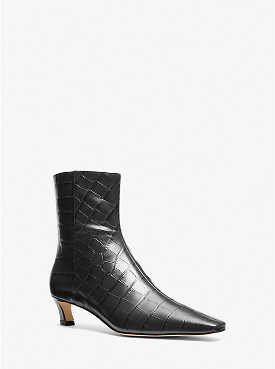 Cosmo Crocodile Embossed Leather Kitten Boot | Michael Kors US