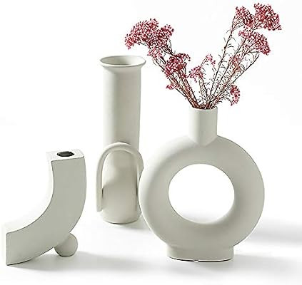 INGLENIX White Ceramic Vases Nordic Minimalism Style Decoration for Centerpieces, Kitchen, Office... | Amazon (US)
