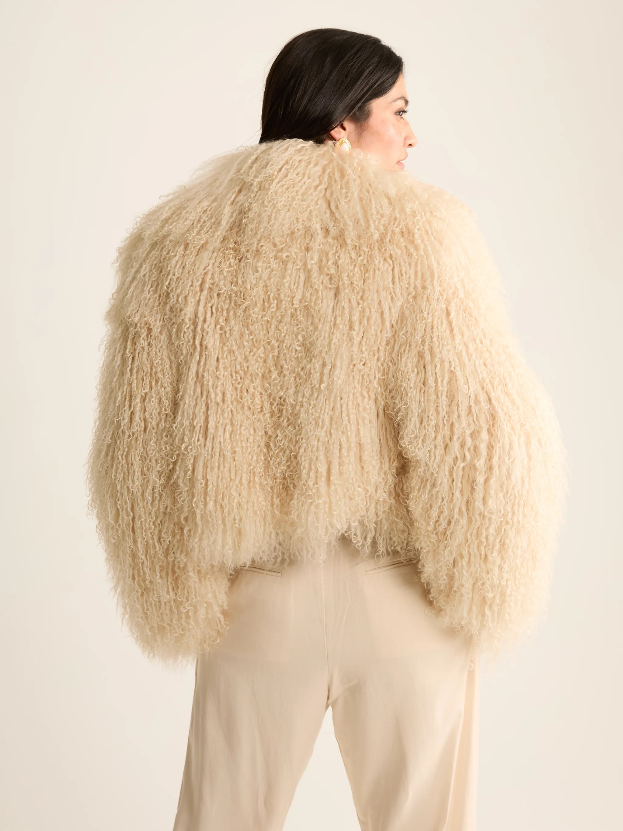 Blonde Mongolian Cropped Coat | DE SAVARY LONDON