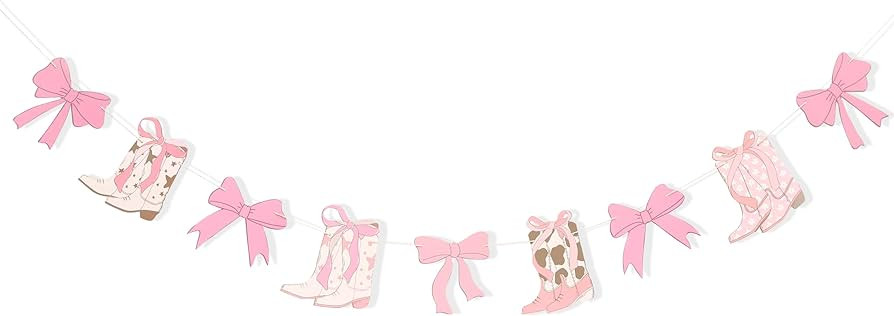 Coquette Bow Cowgirl Boots Banner - Western Cowgirl Boot Banner,Bow Cowgirl Decor,Cute Cowgirl Co... | Amazon (US)
