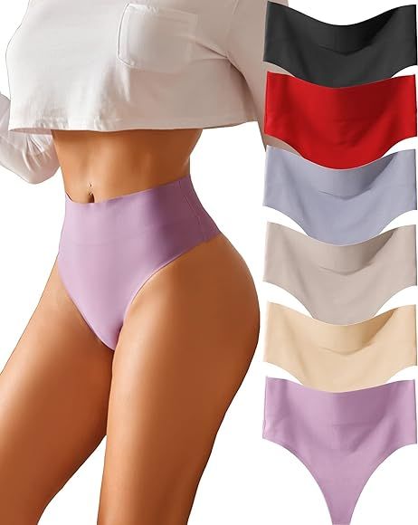 High Waisted Thongs for Women Seamless Knickers for Women No Show Sexy Breathable Underwear Women... | Amazon (UK)