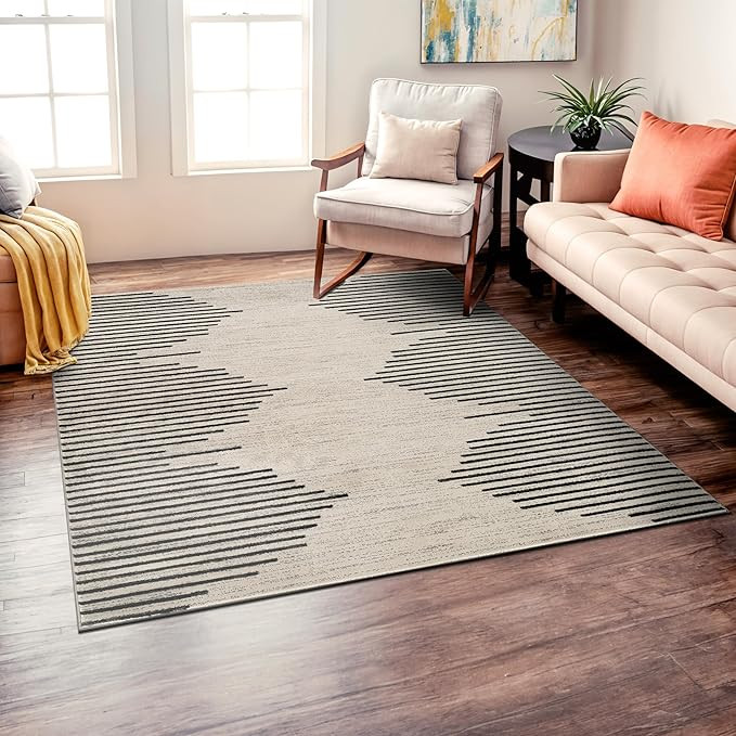 Rugshop Bohemian Stripe Stain Resistant High Traffic Living Room Kitchen Bedroom Dining Home Offi... | Amazon (US)