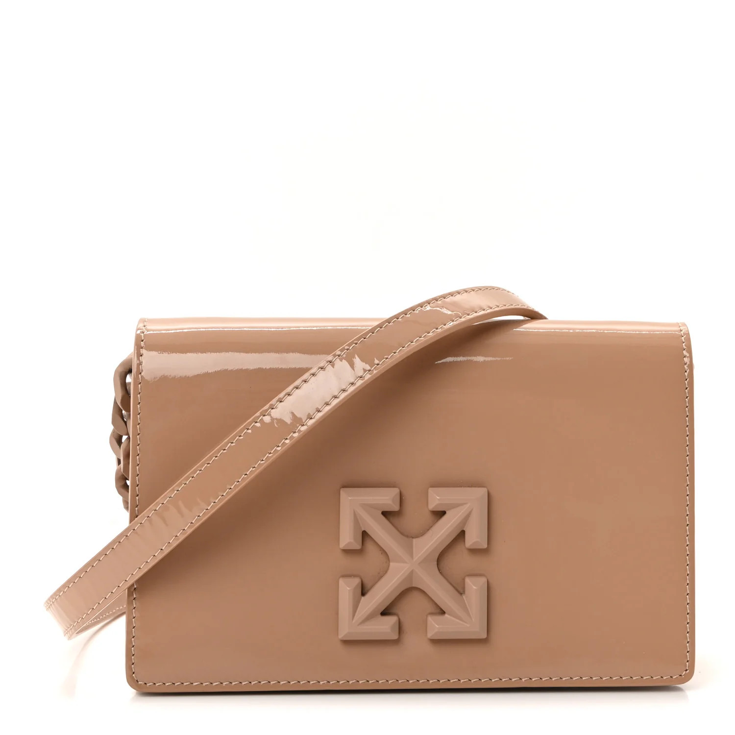 OFF WHITE Patent Jitney 0.5 Crossbody Bag Nude | FASHIONPHILE (US)