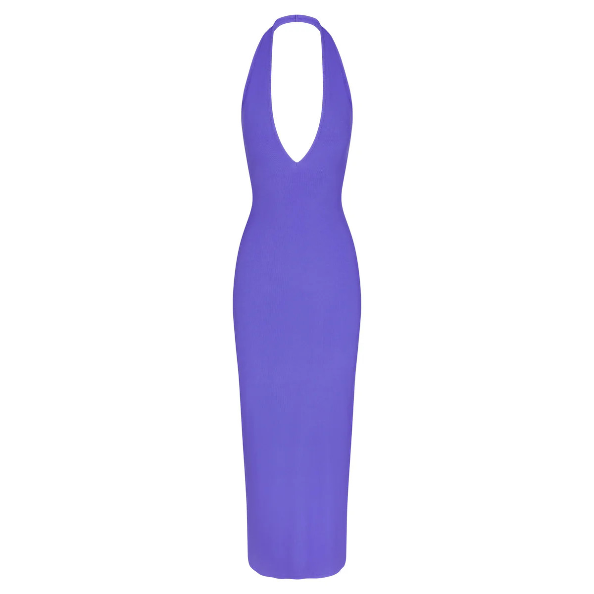 SOFT LOUNGE DEEP PLUNGE HALTER LONG DRESS | TANZANITE | SKIMS (US)