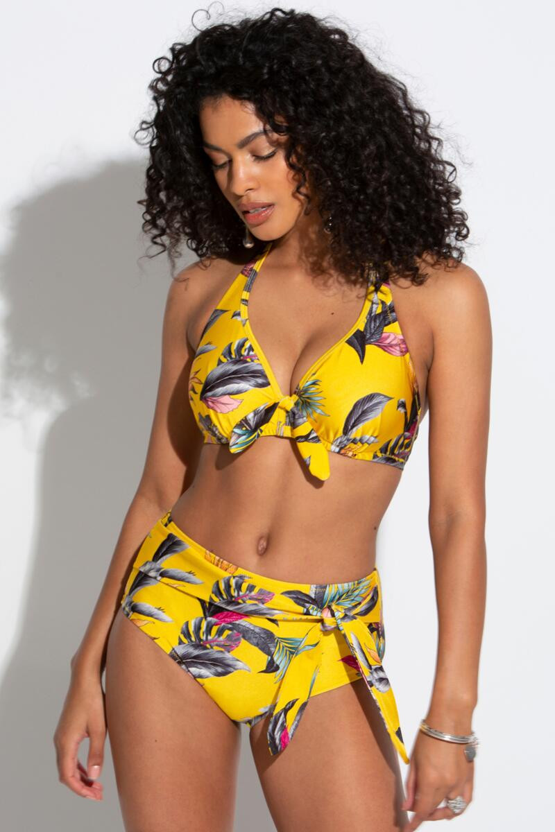 Paradiso Belted High Waisted Control Brief - Yellow | Pour Moi