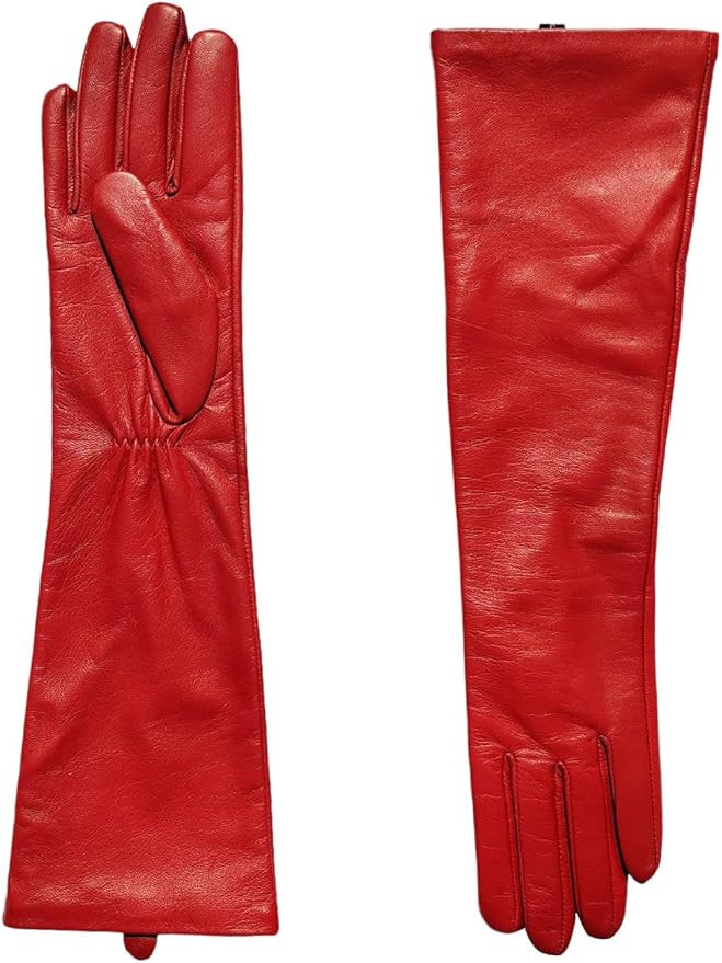 Women 15.75" Long Leather Gloves Under Elbow Length Genuine Lambskin Touch Screen Gloves | Amazon (US)