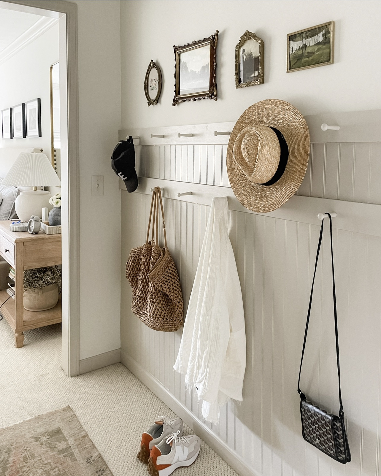 DIY peg hook wall 

I’m so glad we added this adorable peg wall in this empty space we have upstairs in our master bedroom. It added more storage space and looks cute too! I had so much fun adding the gallery wall and decorating with seasonal items from my closet. 

#LTKhome #LTKstyletip #LTKSeasonal