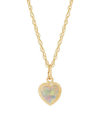 Created White Opal (6mm) Heart Pendant Necklace in 10k Yellow Gold (Also Available in Pink Opal &... | Macy's